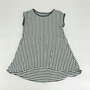 Total Girl Youth Girls Shirt High Low Hem Short Sleeve Striped Sz S 6/7